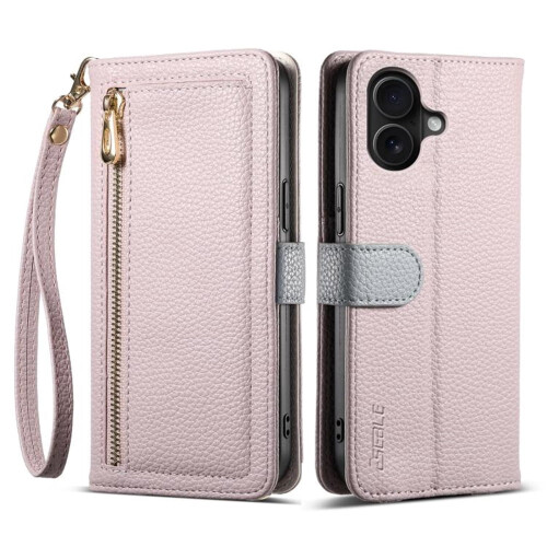 PU Leather iPhone 16 Case with 3-Card Holder Purple 1