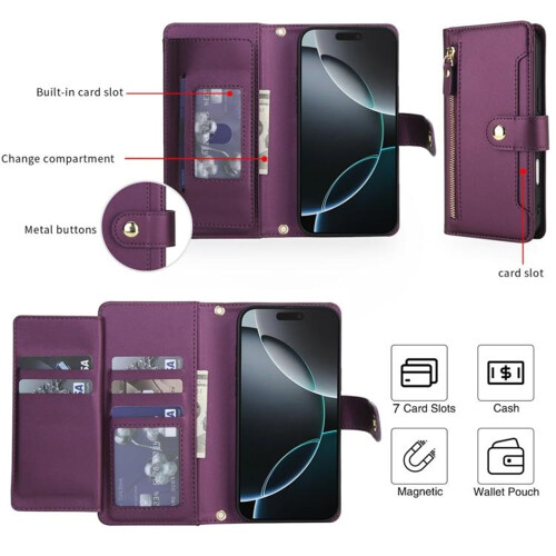 Θήκη πορτοφολιού με προστασία RFID για iPhone15Pro 6.1", Ανθεκτική στους κραδασμούς, 1