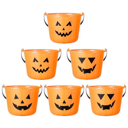 Secchiello per caramelle a forma di zucca arancione, set da 6 pezzi per feste. 2