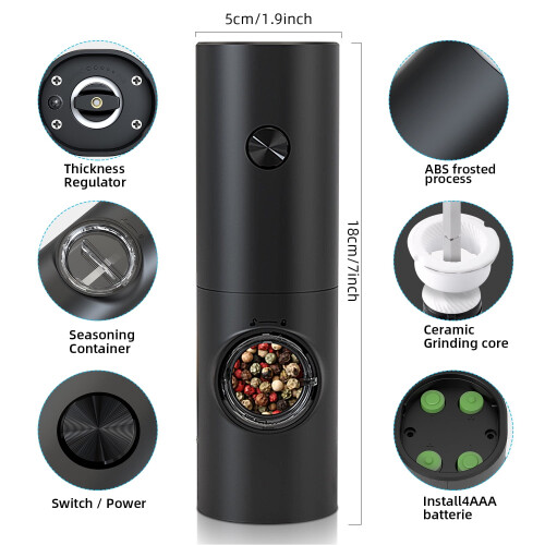 Electric Automatic Pepper And Salt Grinder With LED Light Adjustable Coarseness Partne 2