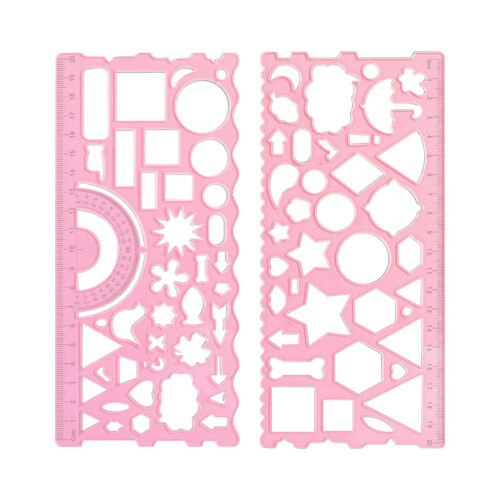 Geometric Ruler Set – Multifunctional Drawing & Measuring Tool, Durable Plastic, Protractor & Patterns, 7.59"x4.52", Portable, Multiple Colors 1