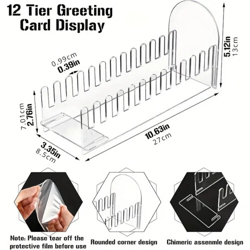 Acrylic greeting card rack light decorative 12-slot 2