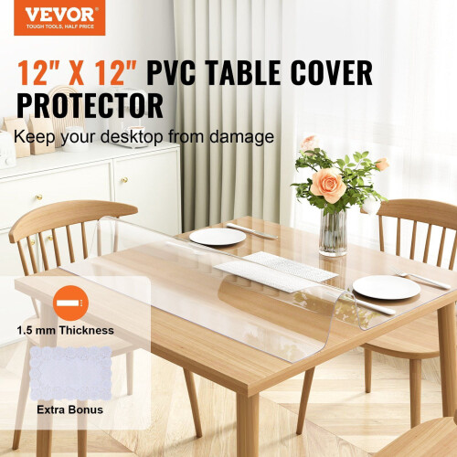 Διαφανές προστατευτικό τραπεζιού από PVC, 12"x12" (305x305mm), πάχος 1,5mm, αδιάβροχο 1