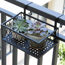 Hanging Railing Planter Flower Pot Holder, 30cm W x 20cm D x 12cm H