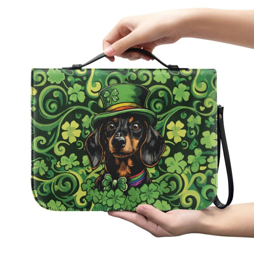 Καπέλο Dachshund Leprechaun για την Ημέρα του Αγίου Πατρικίου από δέρμα PU Clover για γυναίκες 1