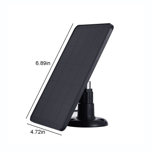 4W 5V Solar Panel for Surveillance Cameras, Monocrystalline, IP67, Micro USB & Type-C, Adjustable Bracket 2