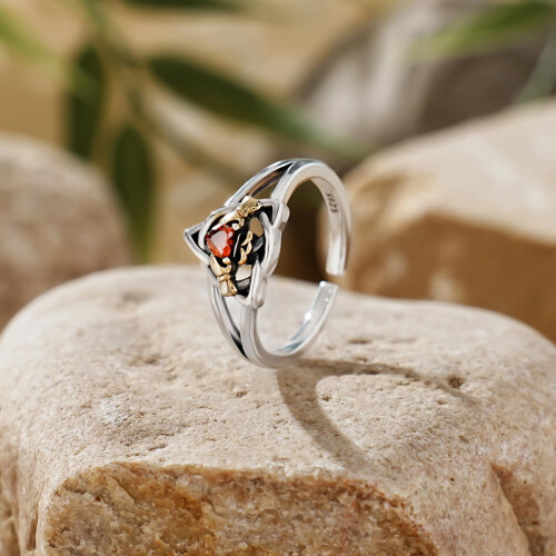 925 Sterling Sølv Claddagh Ring Justerbar Keltisk Knude 2