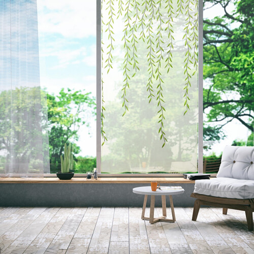 Green Transparent Curtains Polyester for Window Sheer Elegant Design 2