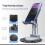 360 Rotating Desk Phone Holder – Foldable, Adjustable Angle/Height Stand for iPhone, Switch, Tablets 4.6–12.9", Black; compatible with iPhone, 2