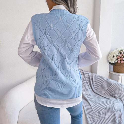 Oversized Sweater Vest for Women V Neck Sleeveless Solid Color Loose Pullover Sweater 2