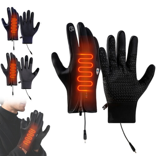 Beheizbare Touchscreen-Handschuhe, Grau, für Damen und Herren 2