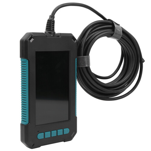 Endoscópio com tela LCD colorida de 4,3 polegadas, lente dupla e proteção à prova d'água IP68. Luzes LED com brilho ajustável. Câmera de longa 2