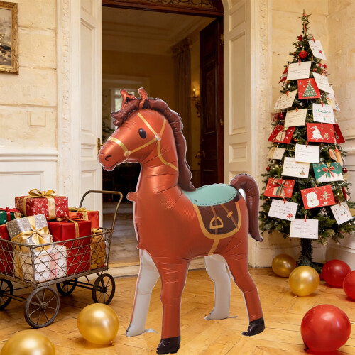Opblaasbare paardenballon, bruin, groot, feestdecoratie 2