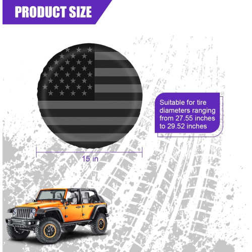 Capa protetora universal para pneu sobressalente de 15 polegadas – à prova de poeira e água, protetora macia para SUV/RV/caminhão, compatível 1