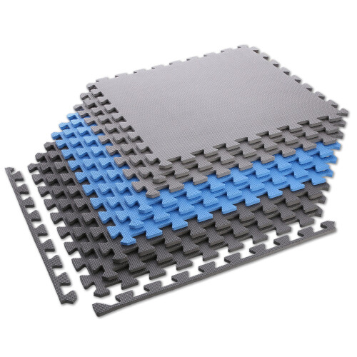 Puzzle Protective Mat Set, 60x60x1cm, 9 Pcs, Gray-Blue 1