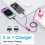 Καλώδιο USB-C 3 τεμαχίων 4FT2 σε 1: Συμβατό με iPhone, Android και Samsung, Πλεγμένο από νάιλον, 4