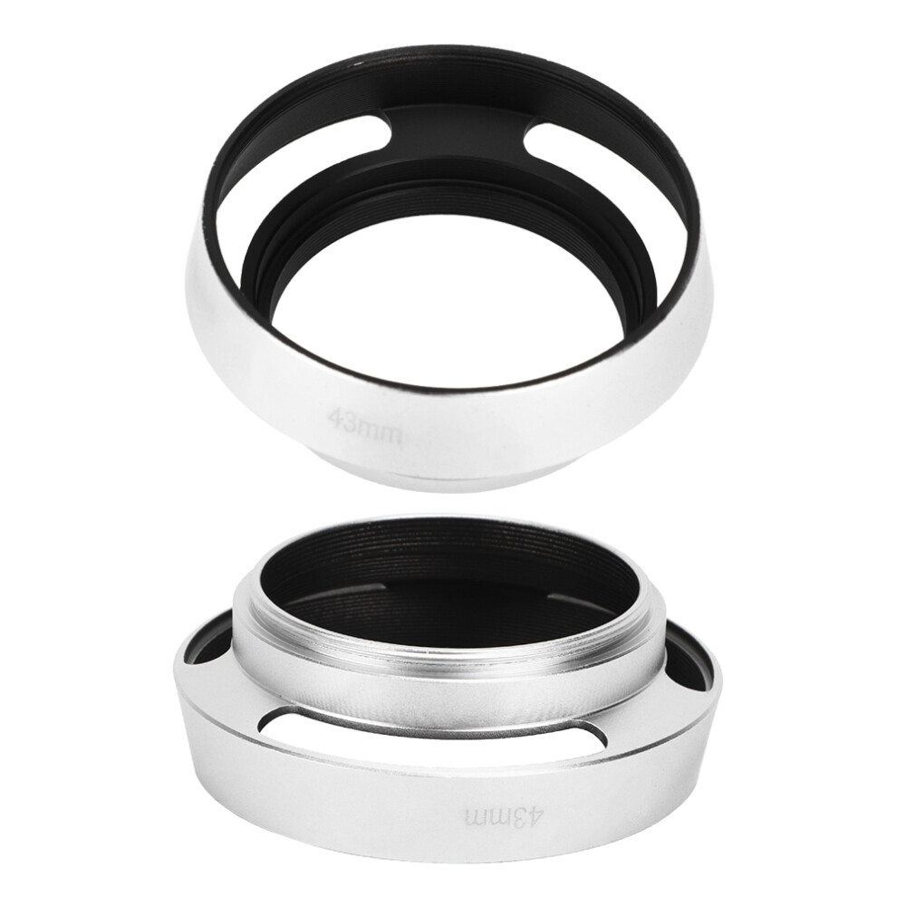 2 Pcs Aluminum Alloy 43Mm Camera Lens Hood Replacement For Leica Silver 4911392396403