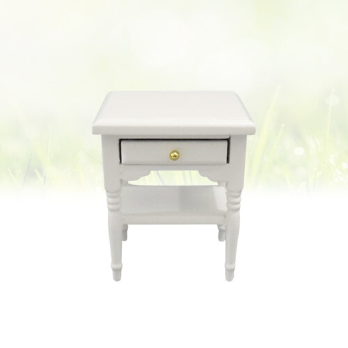 White Wooden Bedside Table Model Durable for Childrens Playroom Decor 1