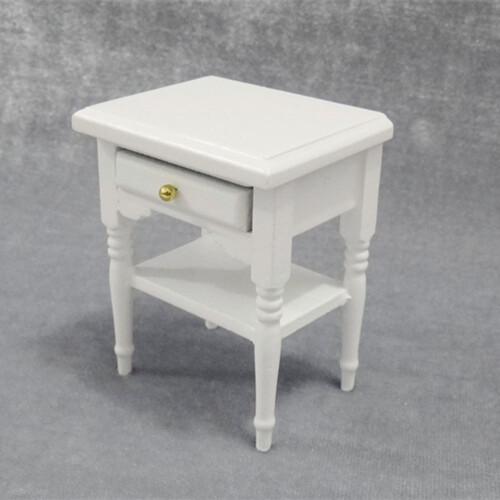 White Wooden Bedside Table Model Durable for Childrens Playroom Decor 2