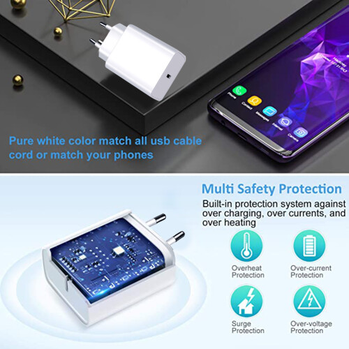 Φορτιστής EU με βύσμα USB για ταξίδια, προστασία από υπερφόρτιση με γρήγορη φόρτιση 2