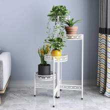 (White, 4-Tier) Minimalist Foldable Multi-layer Flower Stand Flowerpot Rack