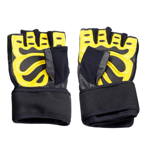 Herren Fitnesshandschuhe Medium, Schwarz/Gelb 1