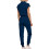 Jogger Scrubs for Women Navy V-Neck Short-Sleeve Solid with 8