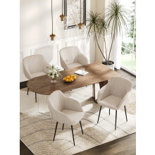 (Beige Fabric, Set of 6) Goeurvant Dining Chairs