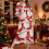 Women's Christmas Print Bathrobe 3/4 Sleeve Red 2X 2