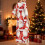 Women's Christmas Print Bathrobe 3/4 Sleeve Red 2X 4