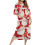 Women's Christmas Print Bathrobe 3/4 Sleeve Red 2X 5