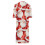 Women's Christmas Print Bathrobe 3/4 Sleeve Red 2X 8