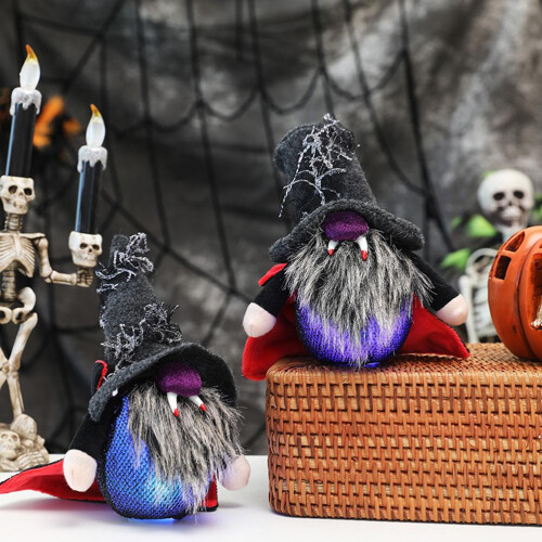 Χειροποίητη κούκλα νάνων για το Halloween, συλλεκτικό στολίδι νάνων, υφασμάτινο 1