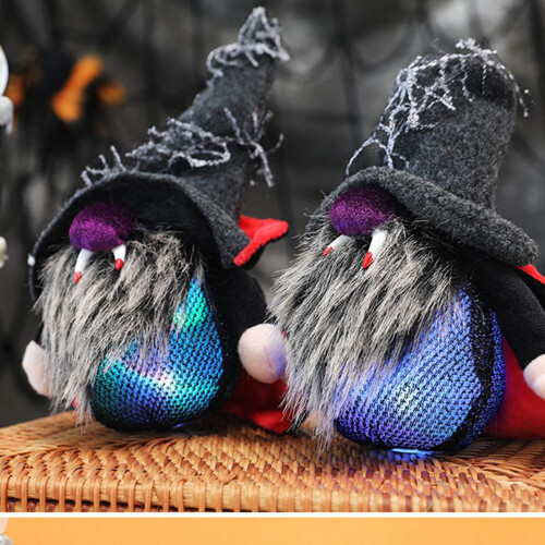 Χειροποίητη κούκλα νάνων για το Halloween, συλλεκτικό στολίδι νάνων, υφασμάτινο 2