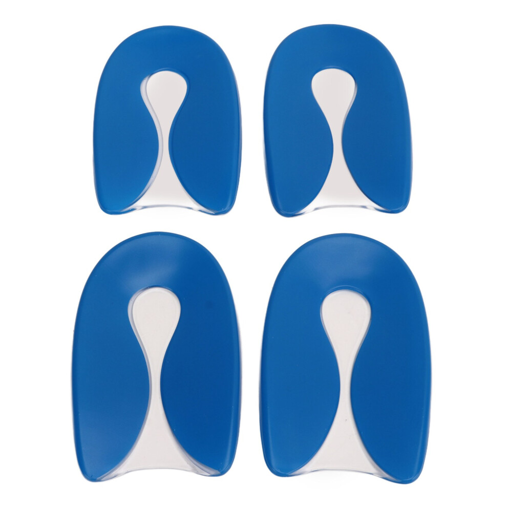 2 Pairs Gel U Shaped Heel Pads Prevent Slip Shock Absorption Transparent Blue