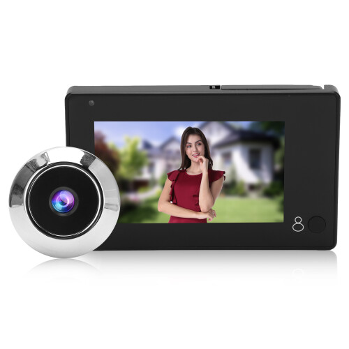 Campainha de vídeo inteligente para porta de apartamento com tela LCD de 4,3 polegadas, visor digital, câmera olho mágico, ângulo amplo de 105 1