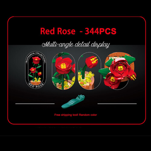Σετ Κατασκευών Red Rose 344 τεμαχίων – Ρομαντικό Δώρο για Αγίου Βαλεντίνου, Επέτειο, 1