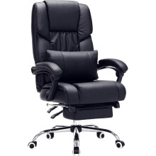 SONGMICS Office Computer Desk Chair with Footrest，height Adjustable，black
