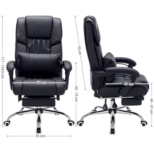 SONGMICS Office Computer Desk Chair with Footrest，height Adjustable，black 2