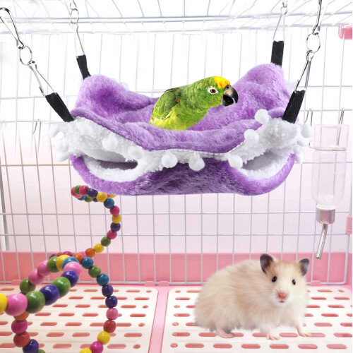 Cage Hanging Accessories Tunnel Shape Nest For Small Animals, Warm Plush Hammock Bed With Rational Use Of Space Design 2