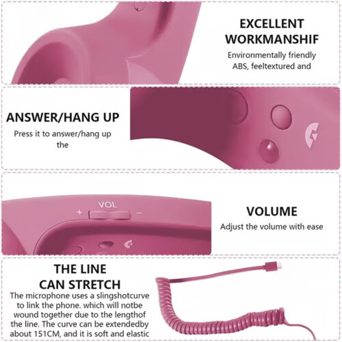 Telephone Handset for USB-C Phones Retro Red 2