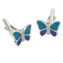 Blue Butterfly Cufflinks - two tone