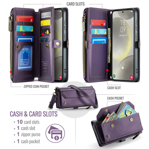 Θήκη πορτοφολιού crossbody για Samsung Galaxy S25FE5G – RFID Blocking, θήκη για 10 κάρτες, μαλακό δέρμα 2