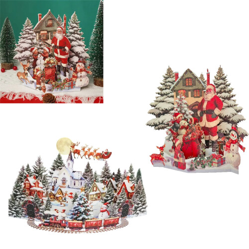Carte de Noël 3D Scène de fêtes Carte de vœux interactive 1