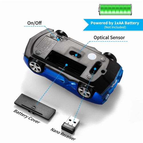 Ασύρματο ποντίκι αυτοκινήτου Super Car 2.4G, δροσερή εμφάνιση, ελαφρύ, φορητό, 1200DPI, 2