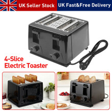 Black Toaster 4 Slice Variable Browning Defrost Reheat Extra Wide Slot
