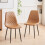 AINPECCA Set of 2 Dining Chairs PU khaki Padded Kitchen 1