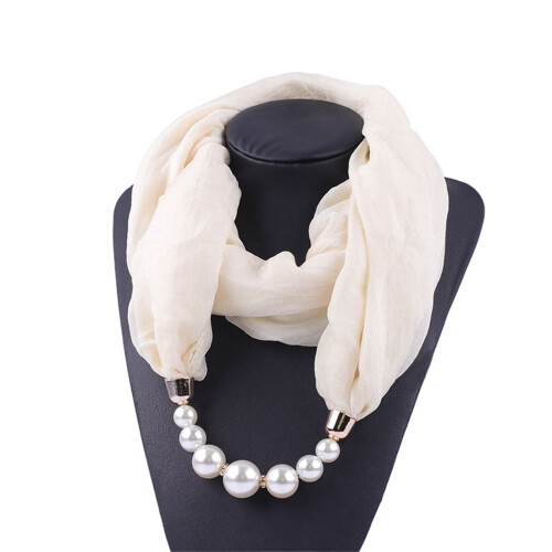 Krepp Chiffon Perle Anheng Halsskjerf Beige 2