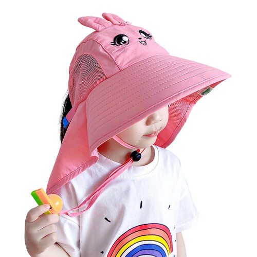 (Rabbit) Kids Sun Hat with Neck Flap, UPF Protection 2