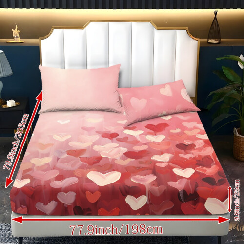 Gradient Love Heart Twin Sheet Set 3-Piece Soft Cooling 1